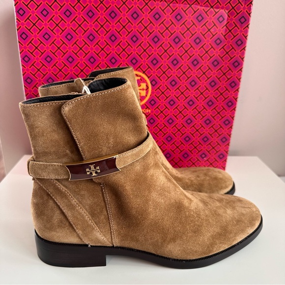 Tory Burch Perrine Suede Ankle Boots Camel Size 10 NIB - Picture 7 of 9